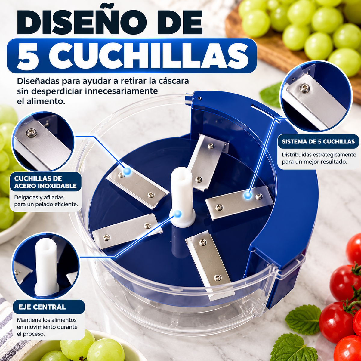 Pelador Eléctrico de Frutas y Verduras